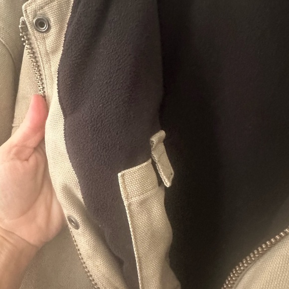 Tan Duluth fleece lined long chore coat - Picture 2 of 4